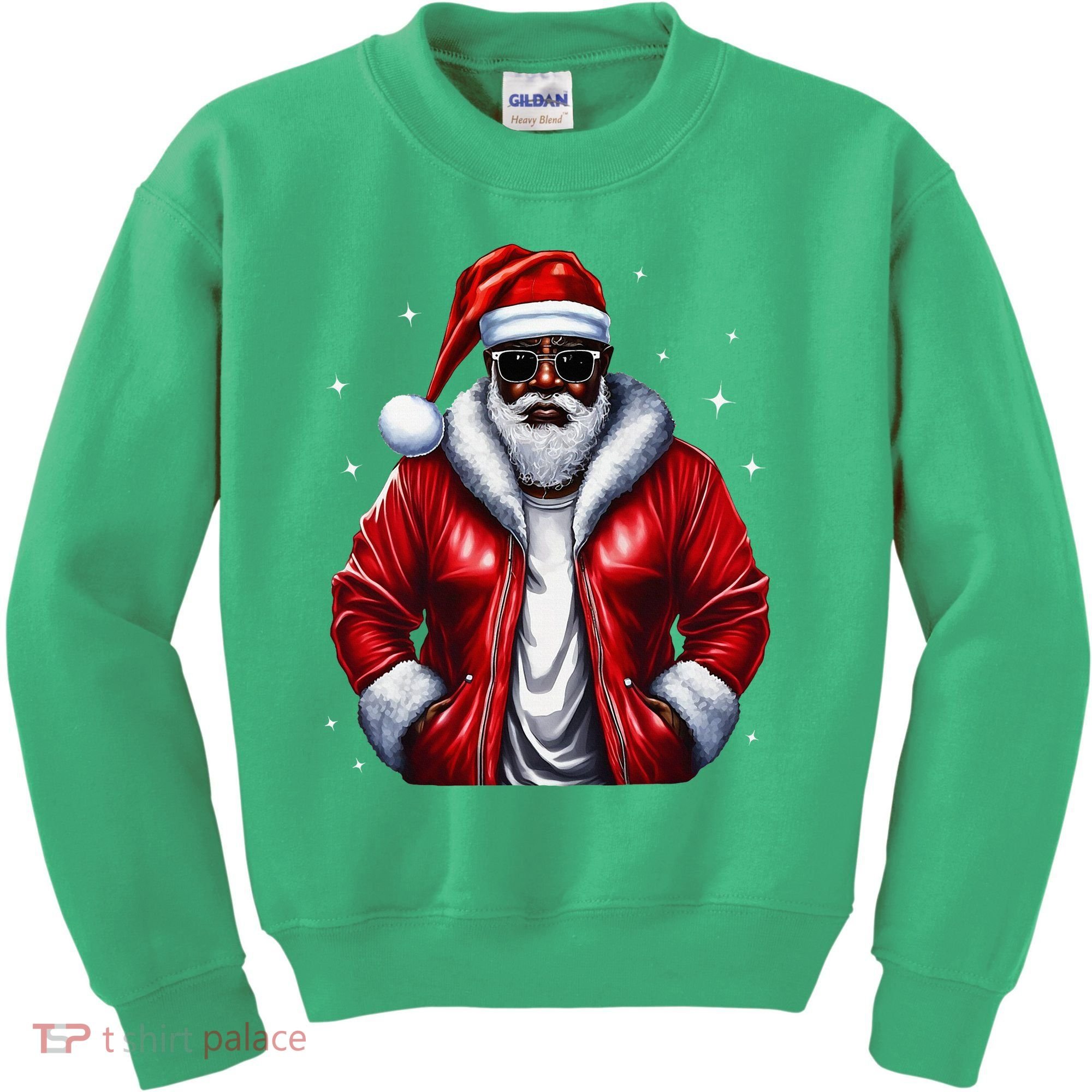 African American Santa Christmas Pajama Cool Black Xmas Kids Sweatshirt