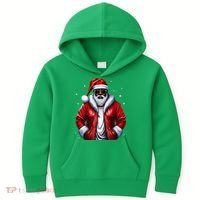 African American Santa Christmas Pajama Cool Black Xmas Kids Hoodie thumb 0