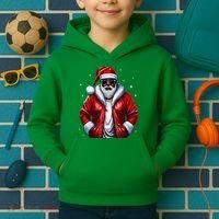 African American Santa Christmas Pajama Cool Black Xmas Kids Hoodie thumb 2