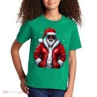 African American Santa Christmas Pajama Cool Black Xmas Kids T-Shirt thumb 2