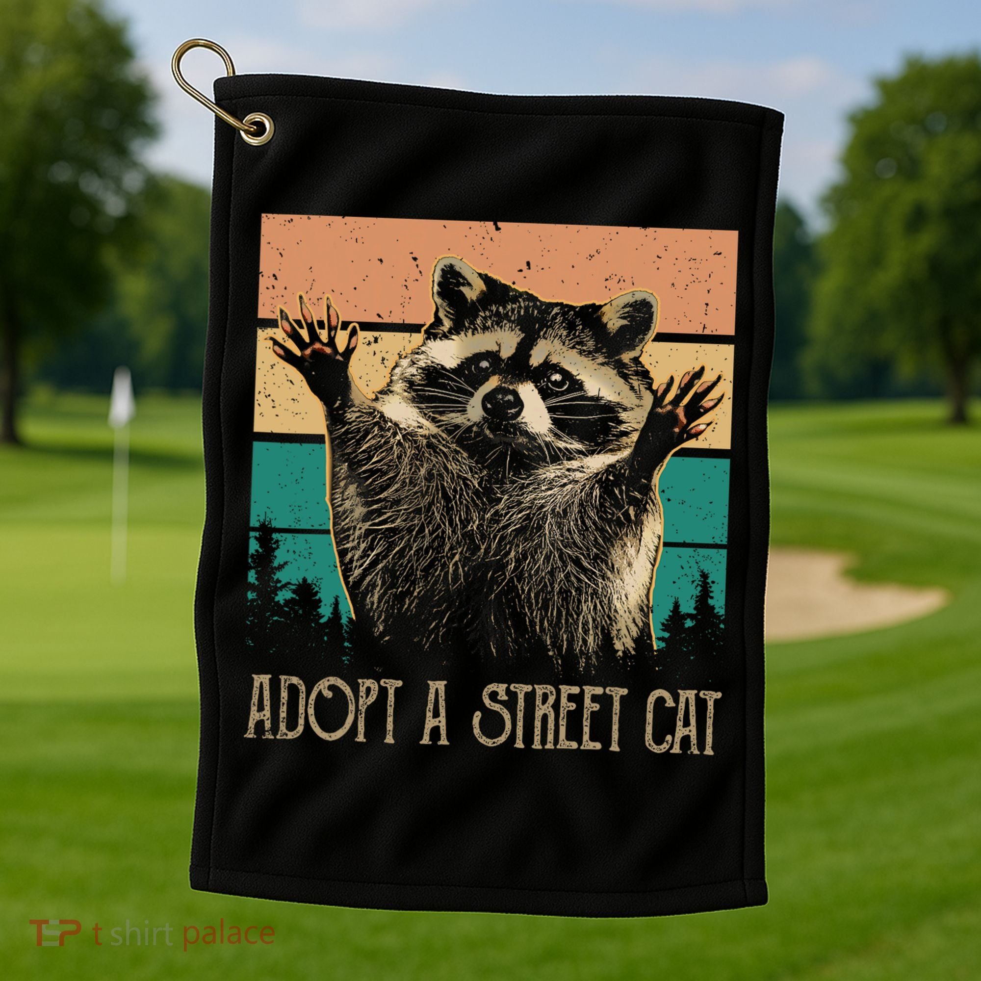 Adopt A S.T.R.E.E.T Cat Classic Arts Possum Raccoons Lover Animal Golf Towel