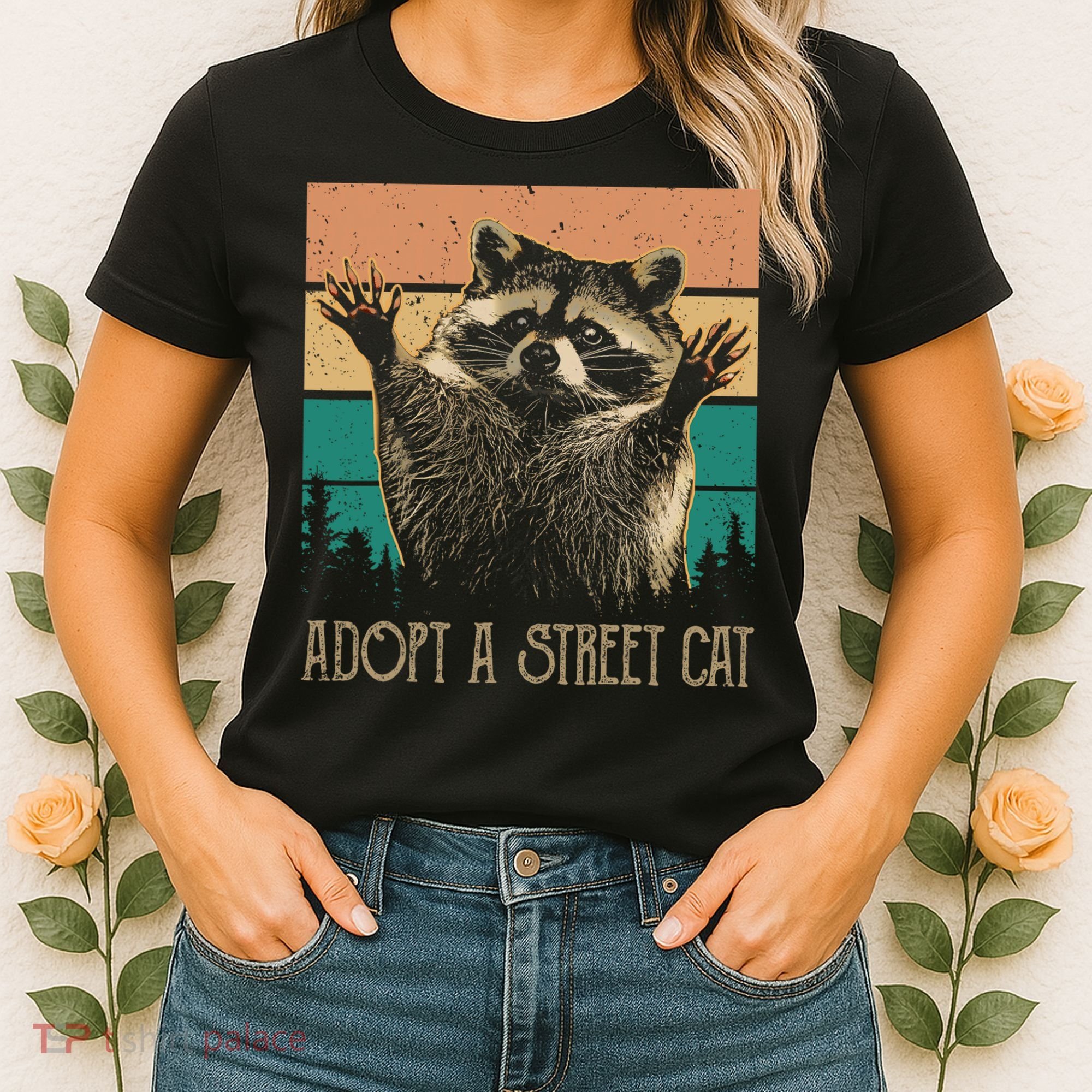 Adopt A S.T.R.E.E.T Cat Classic Arts Possum Raccoons Lover Animal Women's T-Shirt