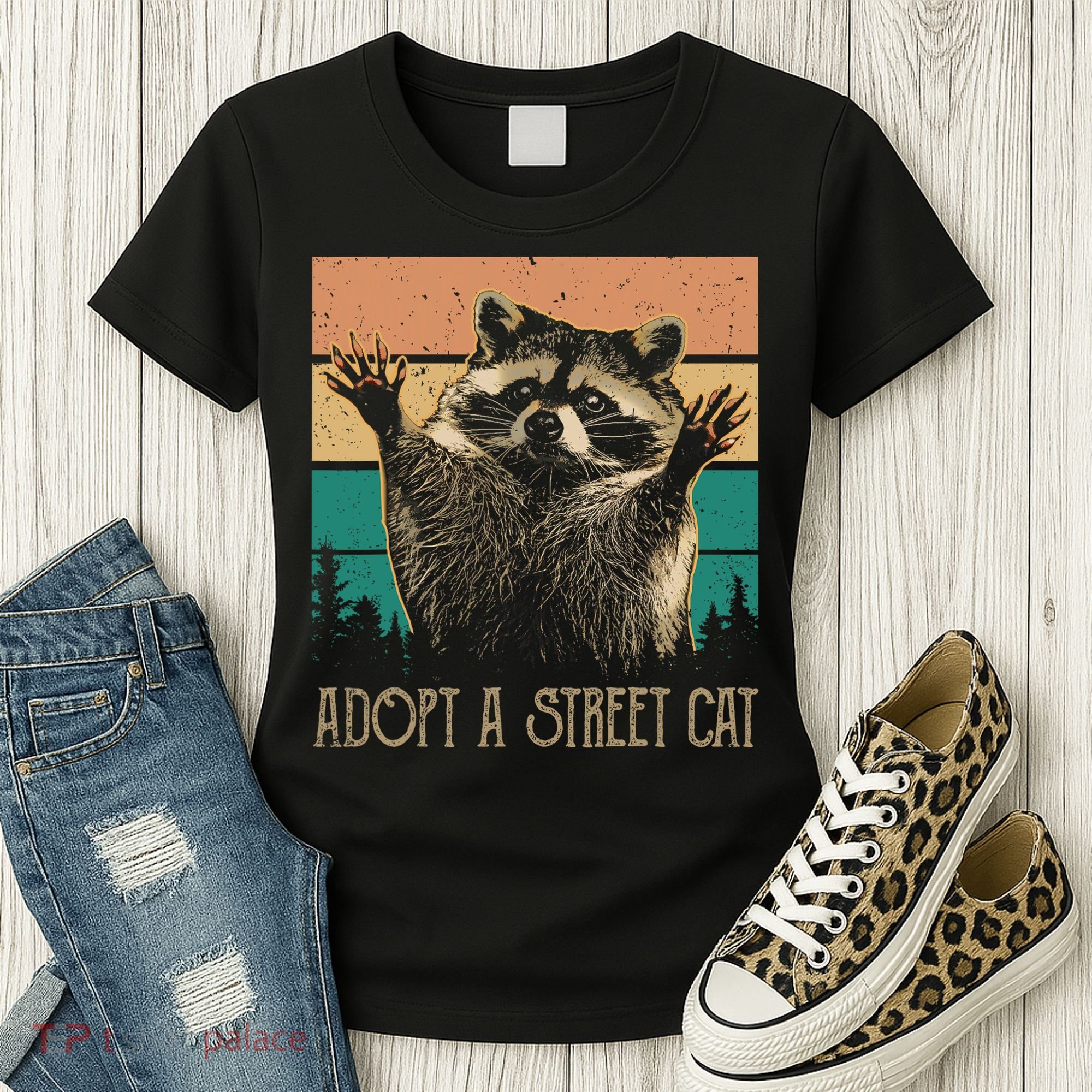 Adopt A S.T.R.E.E.T Cat Classic Arts Possum Raccoons Lover Animal Women's T-Shirt
