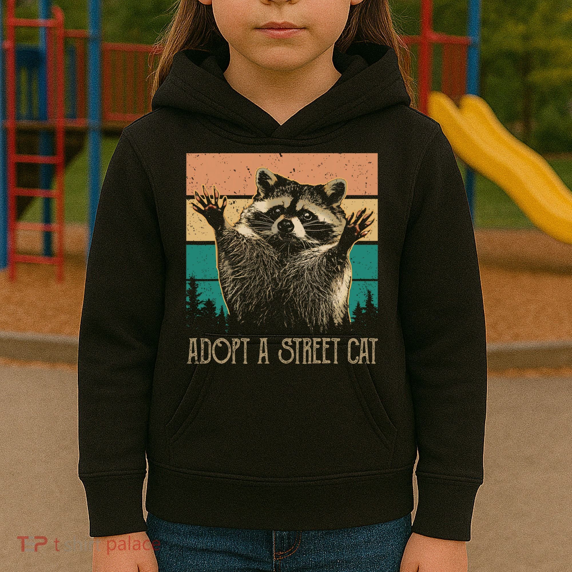 Adopt A S.T.R.E.E.T Cat Classic Arts Possum Raccoons Lover Animal Kids Hoodie