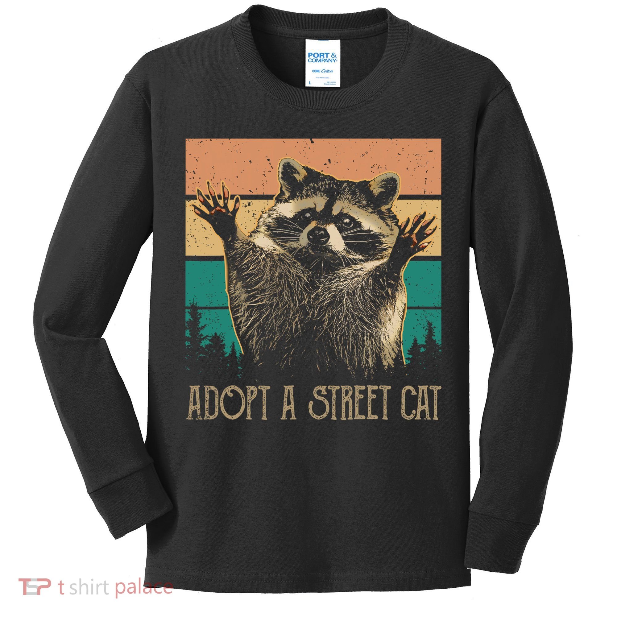 Adopt A S.T.R.E.E.T Cat Classic Arts Possum Raccoons Lover Animal Kids Long Sleeve Shirt