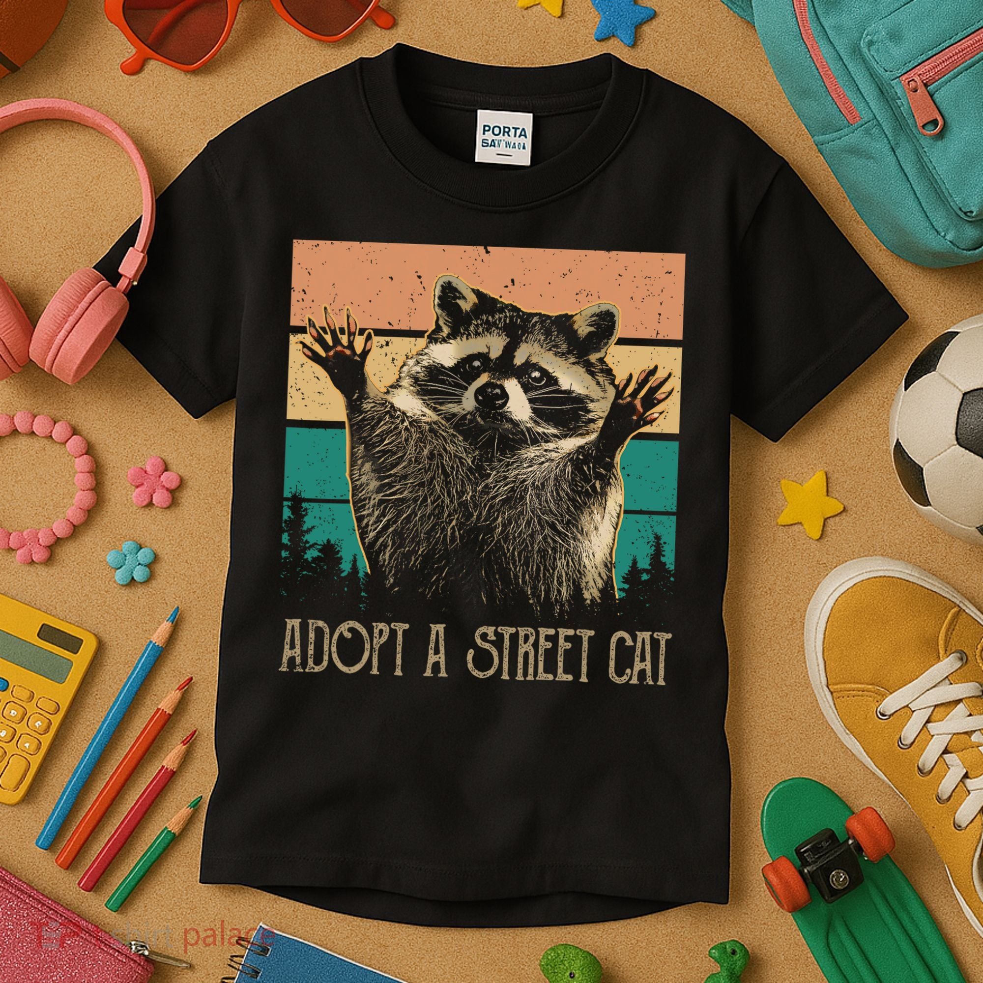Adopt A S.T.R.E.E.T Cat Classic Arts Possum Raccoons Lover Animal Kids T-Shirt