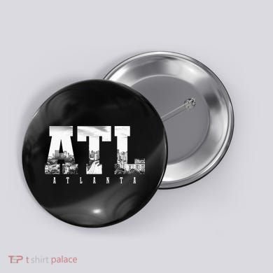 ATL Atlanta Skyline Pride Black & White Vintage Georgia Button