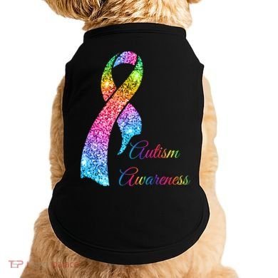 Autism Awareness Sparkle Glitter Ribbon Doggie Tank
