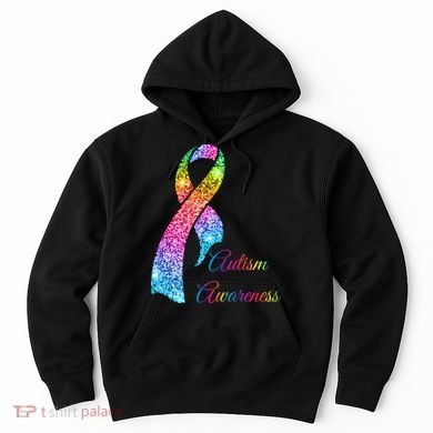 Autism Awareness Sparkle Glitter Ribbon Hoodie