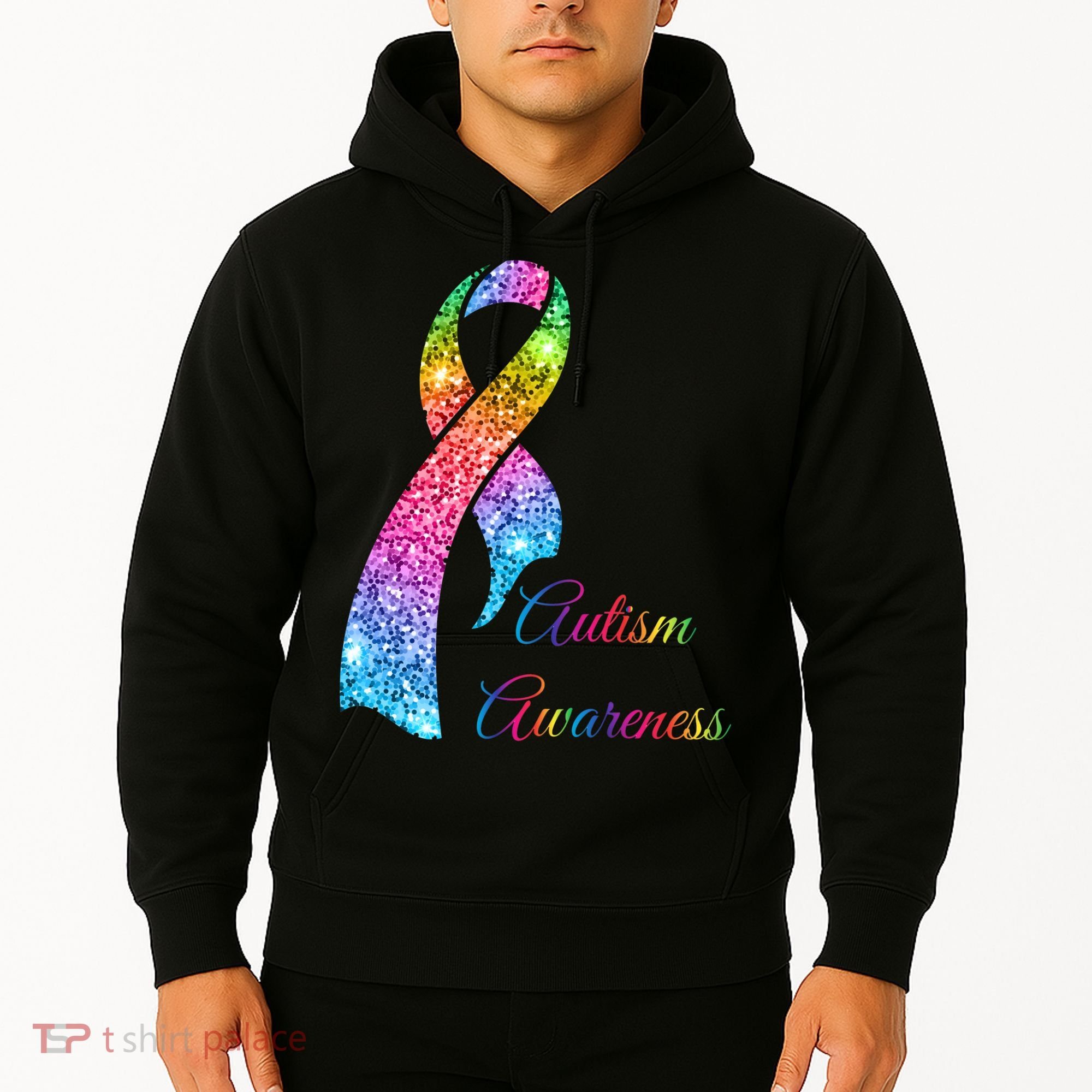 Autism Awareness Sparkle Glitter Ribbon Hoodie
