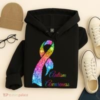 Autism Awareness Sparkle Glitter Ribbon Hoodie thumb 4