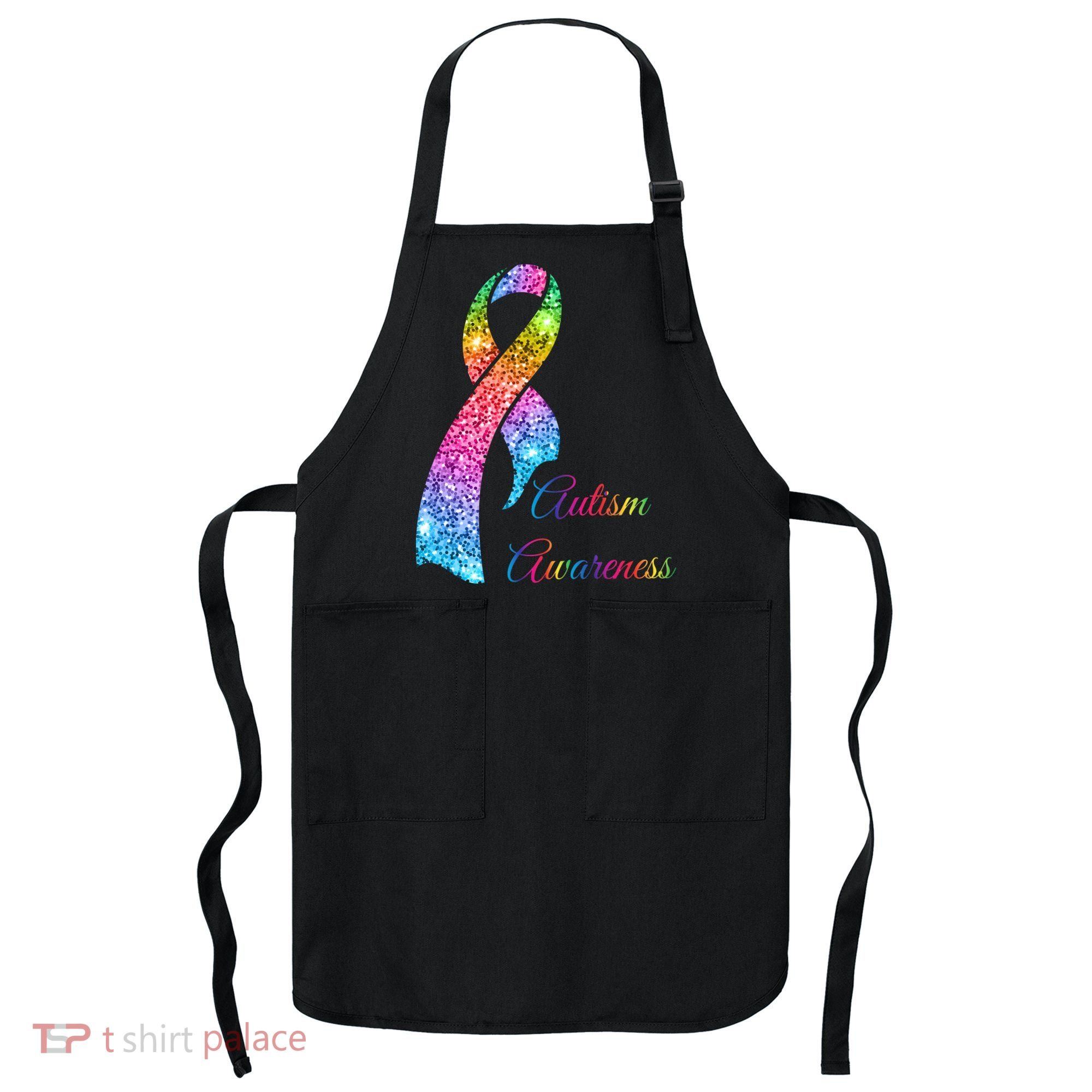 Autism Awareness Sparkle Glitter Ribbon Apron