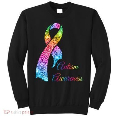 Autism Awareness Sparkle Glitter Ribbon Sweatshirt