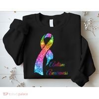 Autism Awareness Sparkle Glitter Ribbon Sweatshirt thumb 2
