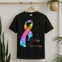 Autism Awareness Sparkle Glitter Ribbon T-Shirt thumb 2
