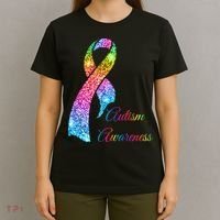 Autism Awareness Sparkle Glitter Ribbon T-Shirt thumb 4