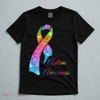Autism Awareness Sparkle Glitter Ribbon T-Shirt thumb 5