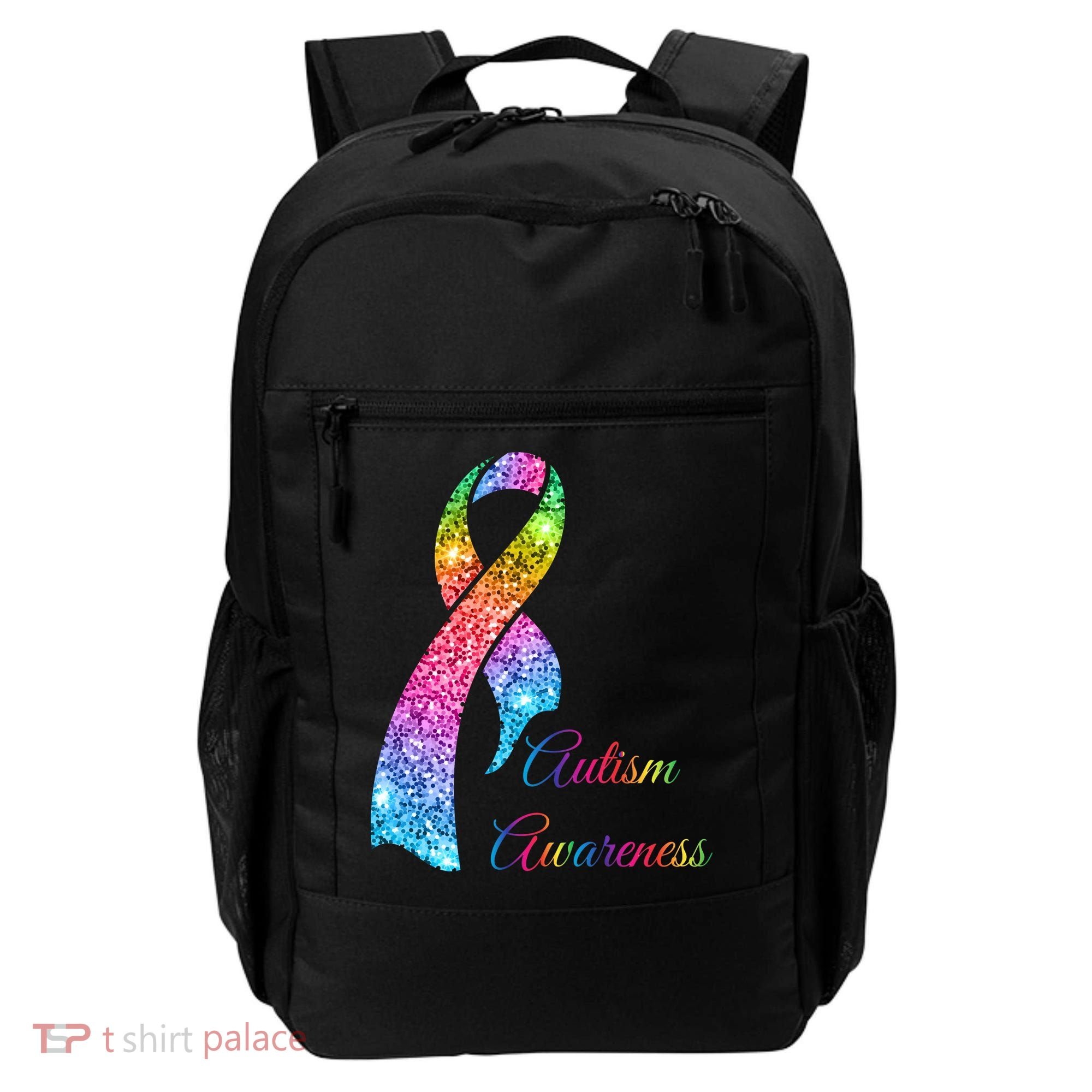 Autism Awareness Sparkle Glitter Ribbon Backpack