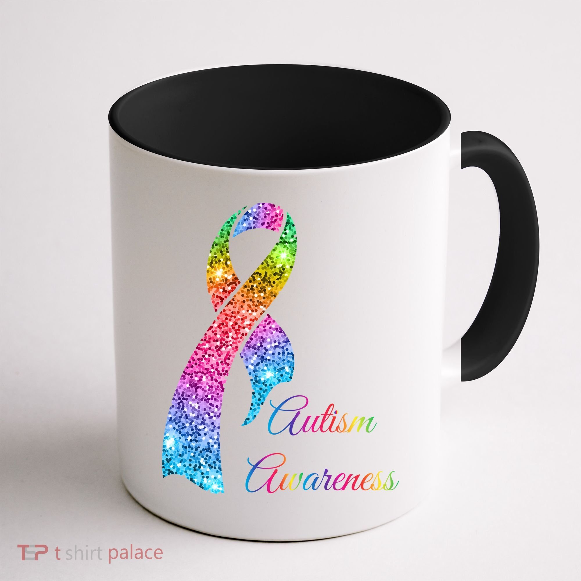 Autism Awareness Sparkle Glitter Ribbon Coffee Mug