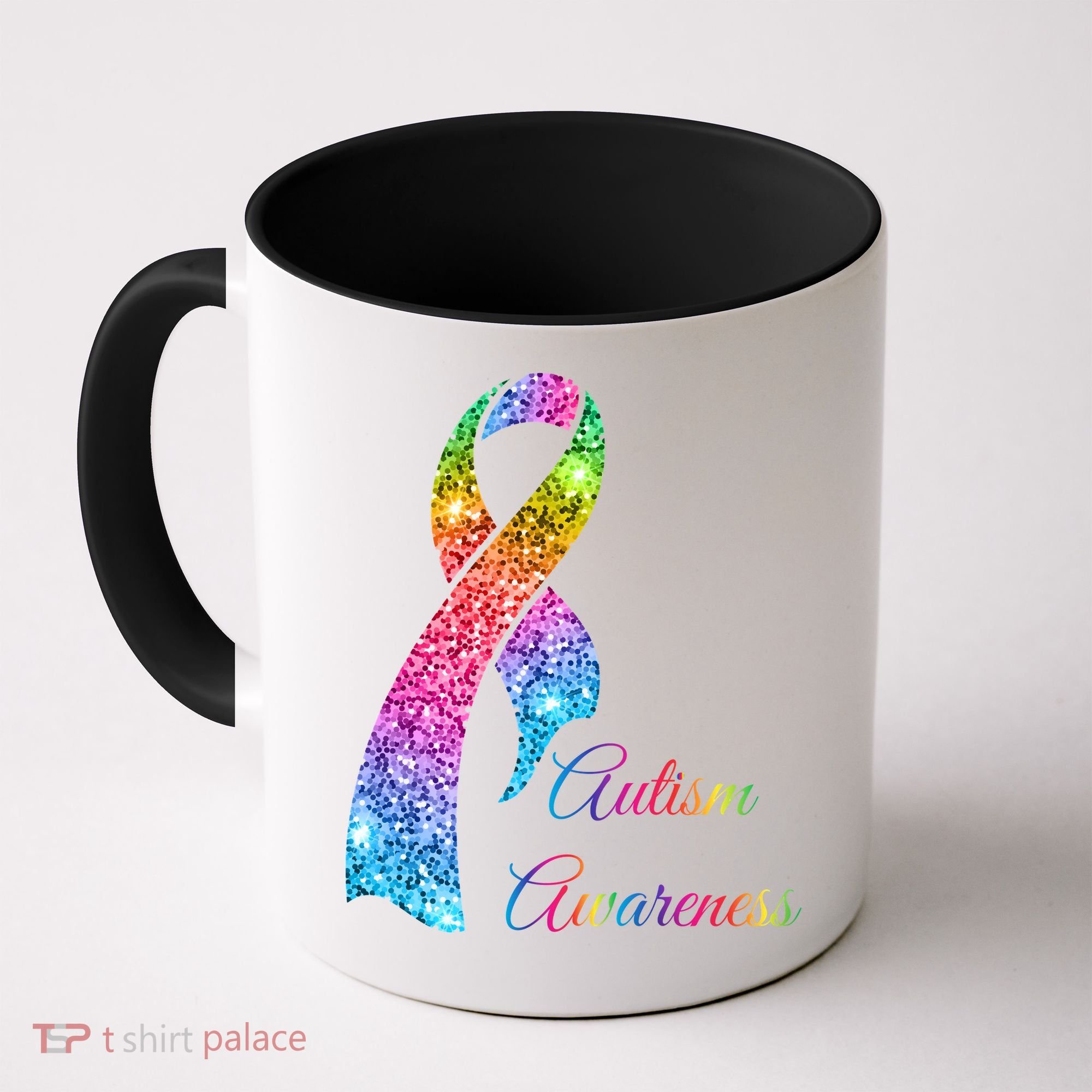 Autism Awareness Sparkle Glitter Ribbon Coffee Mug