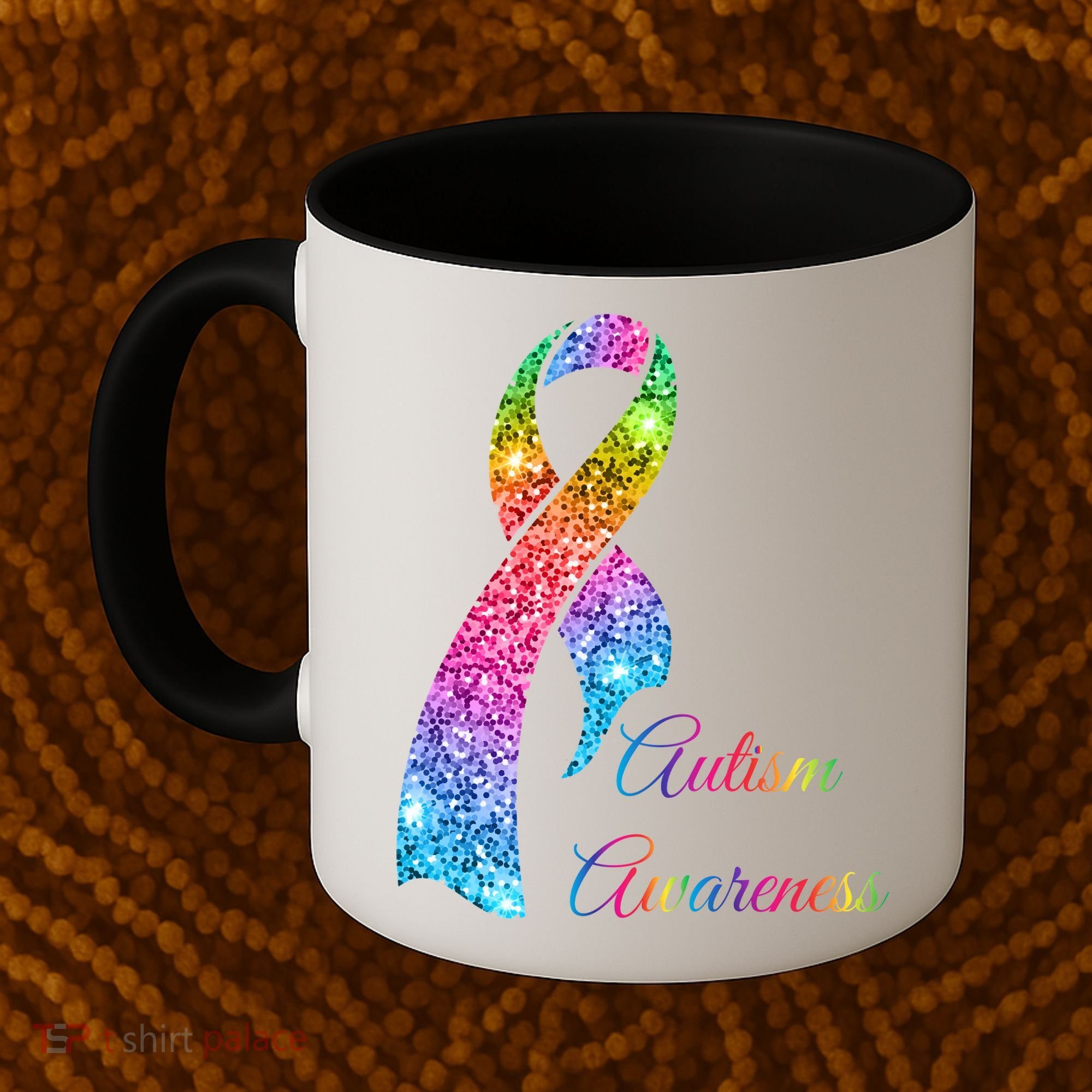 Autism Awareness Sparkle Glitter Ribbon Coffee Mug