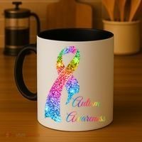 Autism Awareness Sparkle Glitter Ribbon Coffee Mug thumb 4