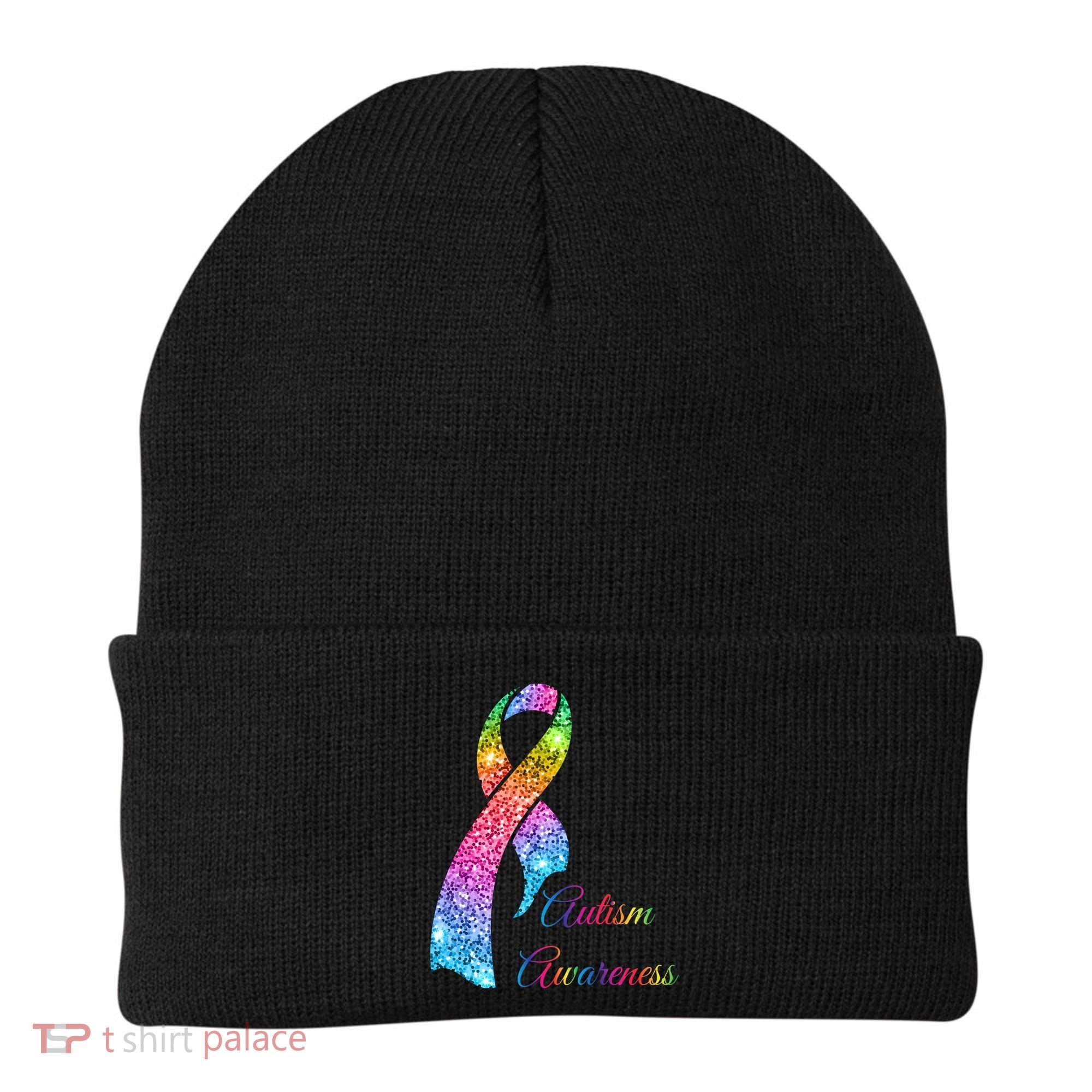 Autism Awareness Sparkle Glitter Ribbon Beanie