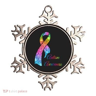 Autism Awareness Sparkle Glitter Ribbon Ornament