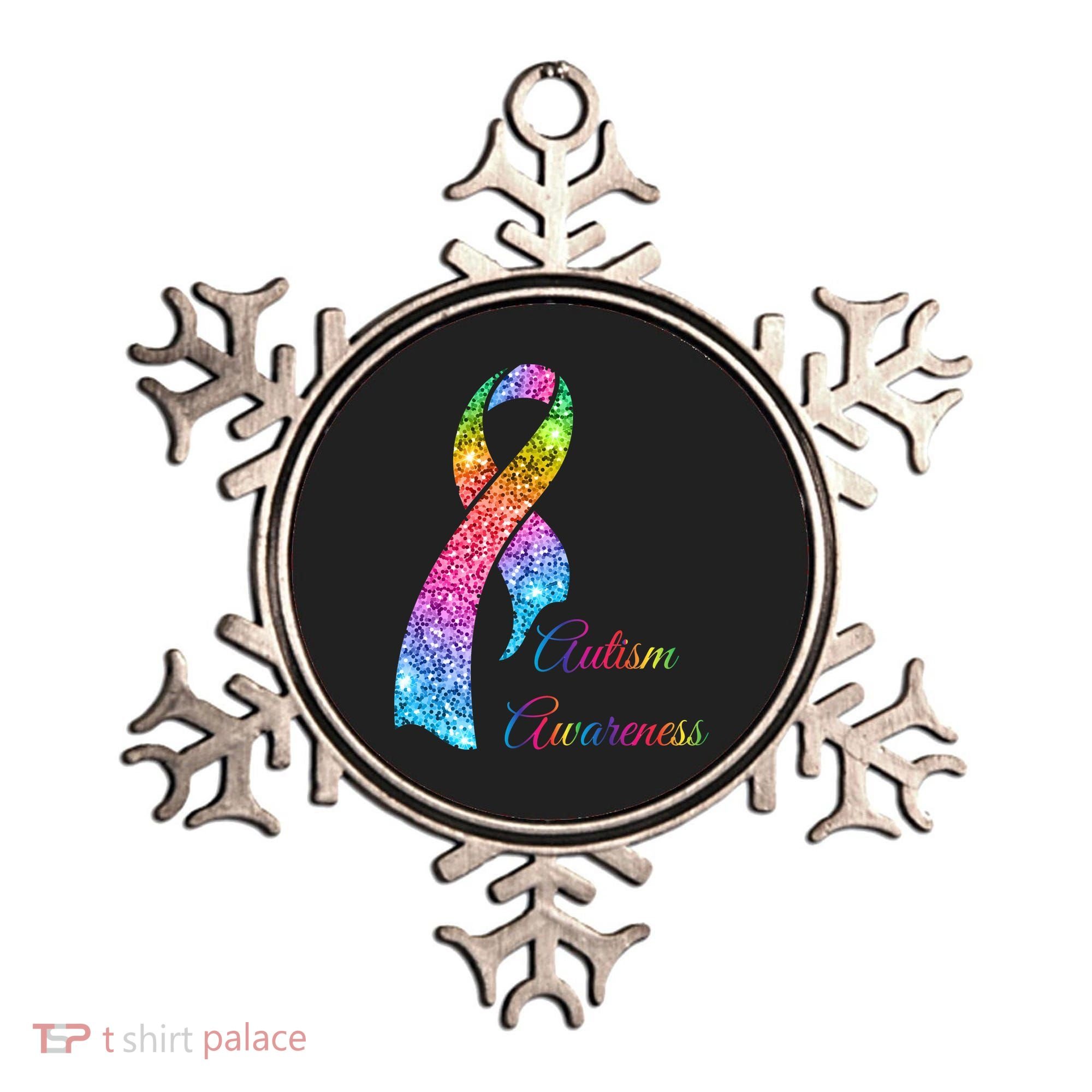 Autism Awareness Sparkle Glitter Ribbon Ornament