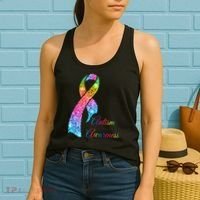 Autism Awareness Sparkle Glitter Ribbon Women's Tank Top thumb 2