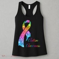 Autism Awareness Sparkle Glitter Ribbon Women's Tank Top thumb 3