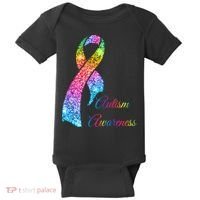 Autism Awareness Sparkle Glitter Ribbon Baby Bodysuit thumb 0