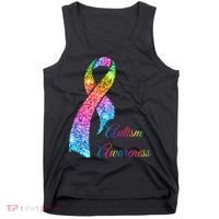 Autism Awareness Sparkle Glitter Ribbon Tank Top thumb 0