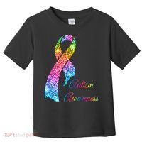 Autism Awareness Sparkle Glitter Ribbon Toddler T-Shirt thumb 0