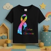 Autism Awareness Sparkle Glitter Ribbon Toddler T-Shirt thumb 3