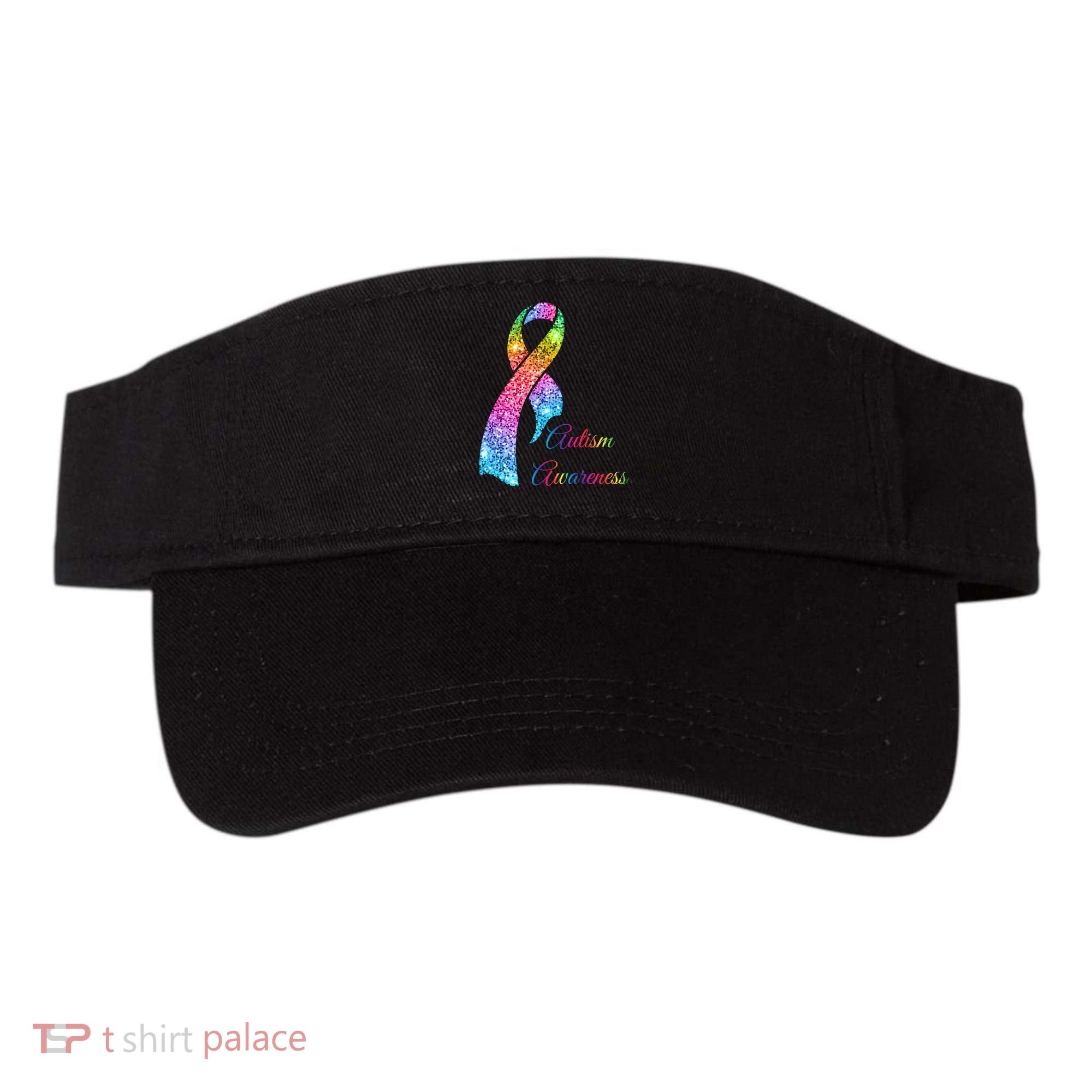 Autism Awareness Sparkle Glitter Ribbon Visor
