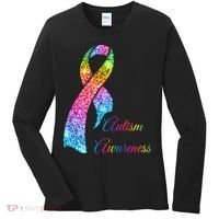 Autism Awareness Sparkle Glitter Ribbon Women's Long Sleeve Shirt thumb 0
