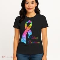 Autism Awareness Sparkle Glitter Ribbon Women's T-Shirt thumb 4