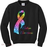 Autism Awareness Sparkle Glitter Ribbon Kids Sweatshirt thumb 0