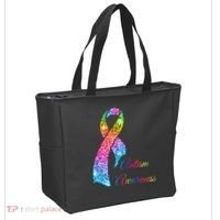 Autism Awareness Sparkle Glitter Ribbon Tote Bag thumb 2