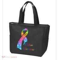 Autism Awareness Sparkle Glitter Ribbon Tote Bag thumb 3
