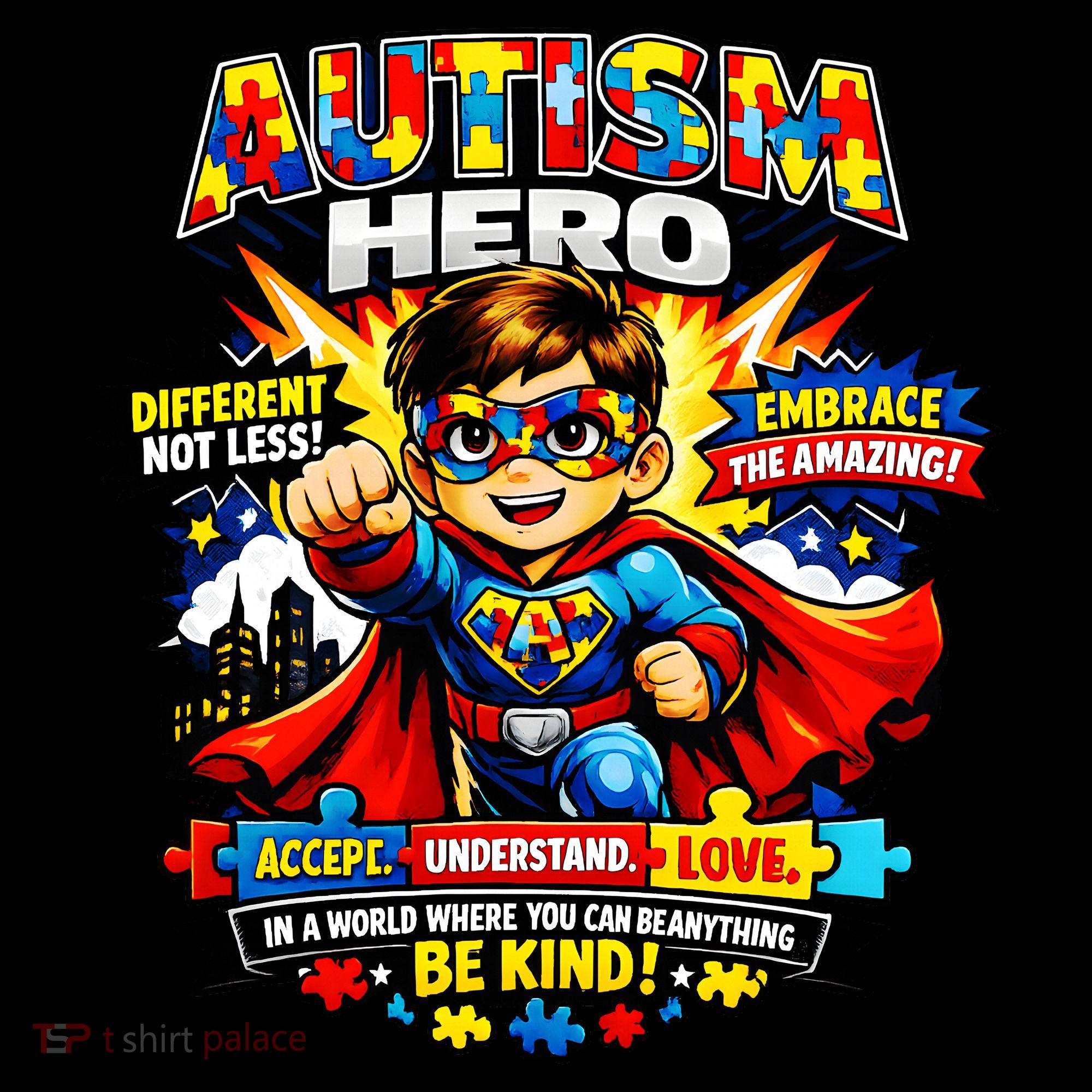 Autism Awareness Super Hero Quotes Acept Understand Love Women's Hoodie