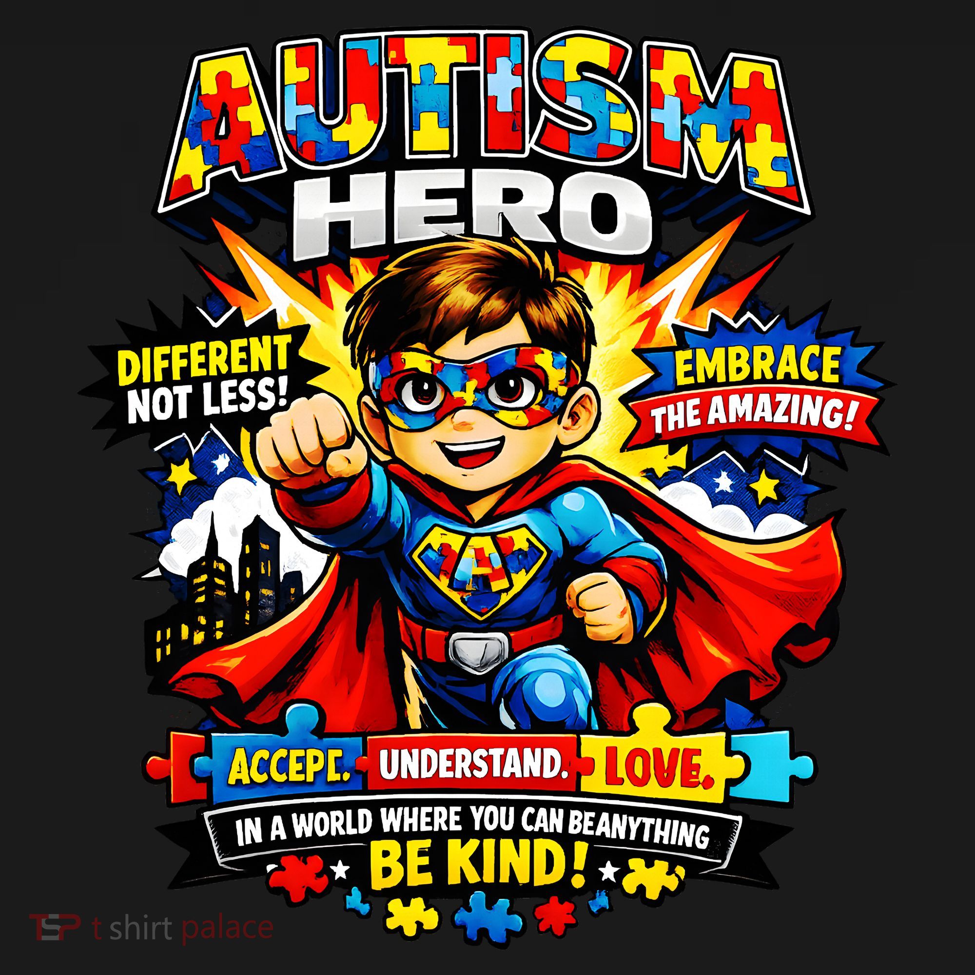 Autism Awareness Super Hero Quotes Acept Understand Love Women's Tank Top