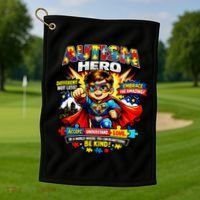 Autism Awareness Super Hero Quotes Acept Understand Love Golf Towel thumb 1