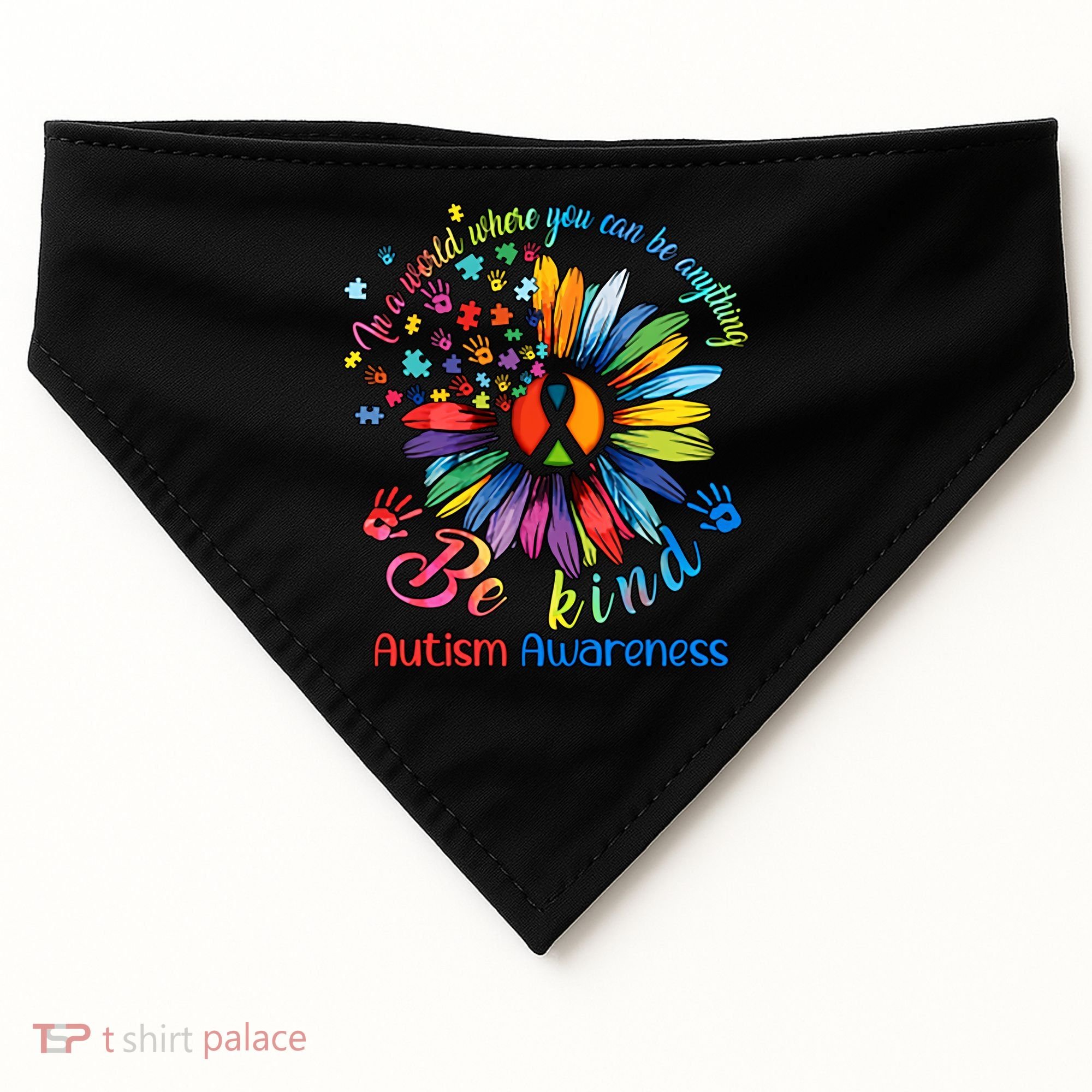 Autism Awareness Sunflower Be Kind Autism Month Autism Support USA-Made Doggie Bandana