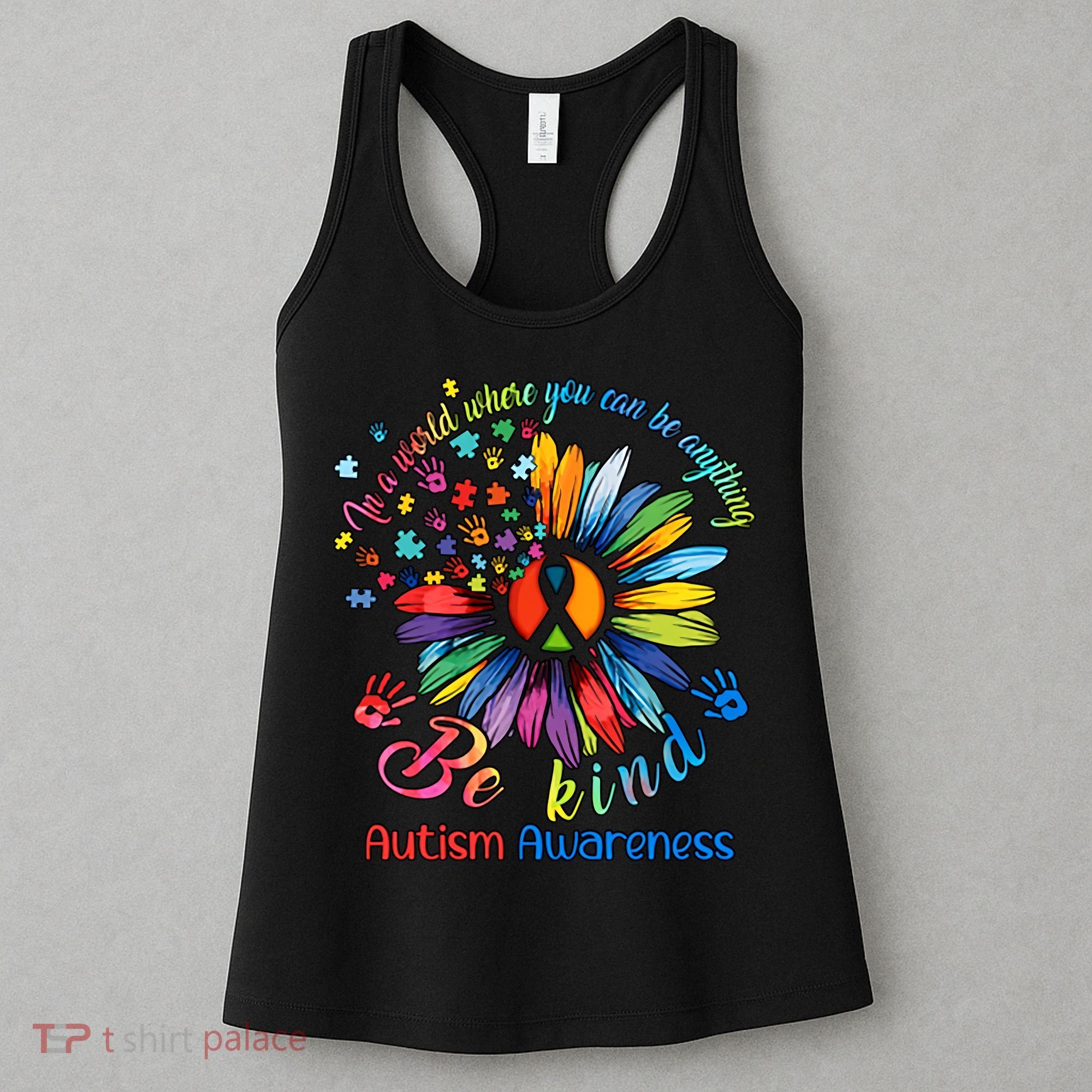 Autism Awareness Sunflower Be Kind Autism Month Autism Support Women's Tank Top