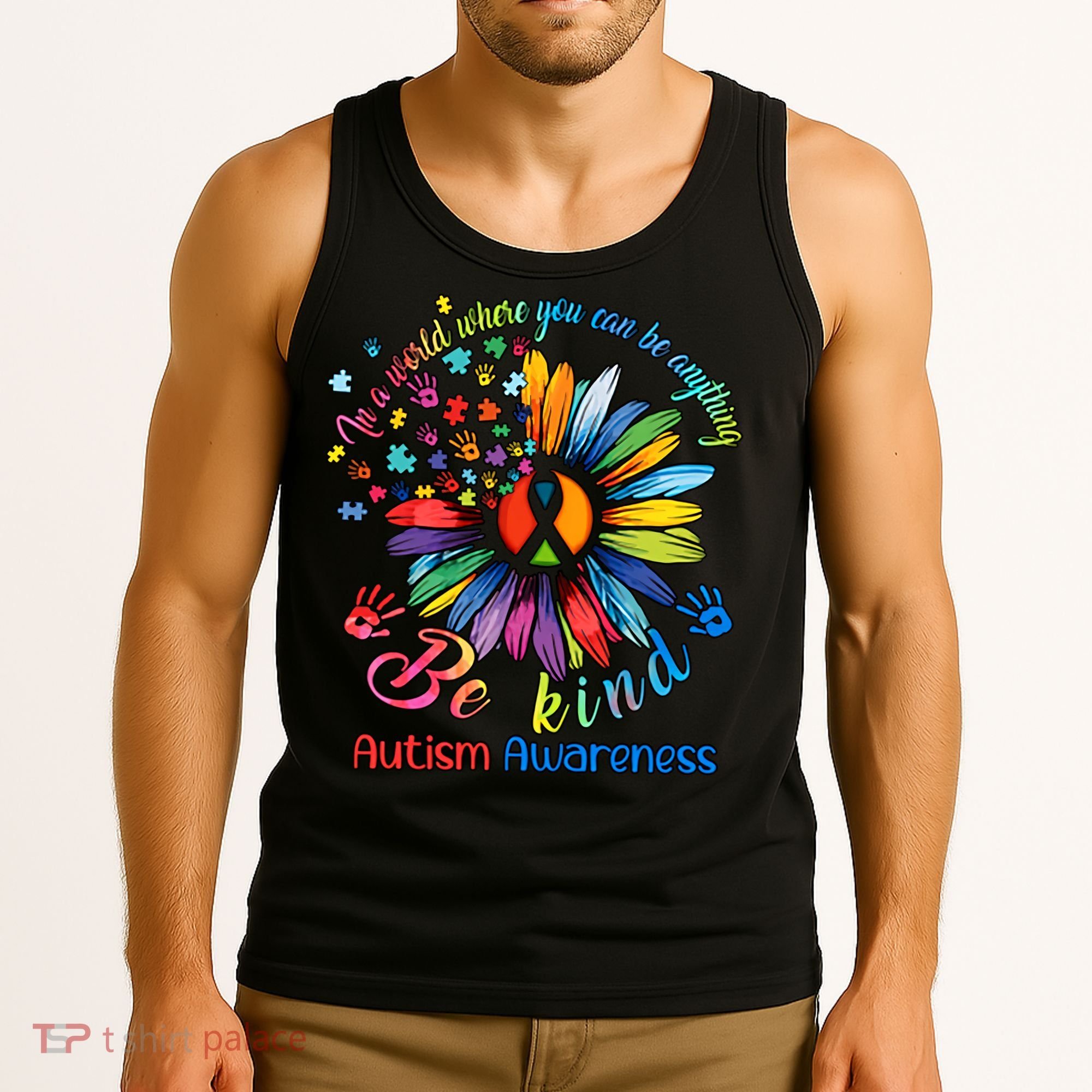 Autism Awareness Sunflower Be Kind Autism Month Autism Support Tank Top