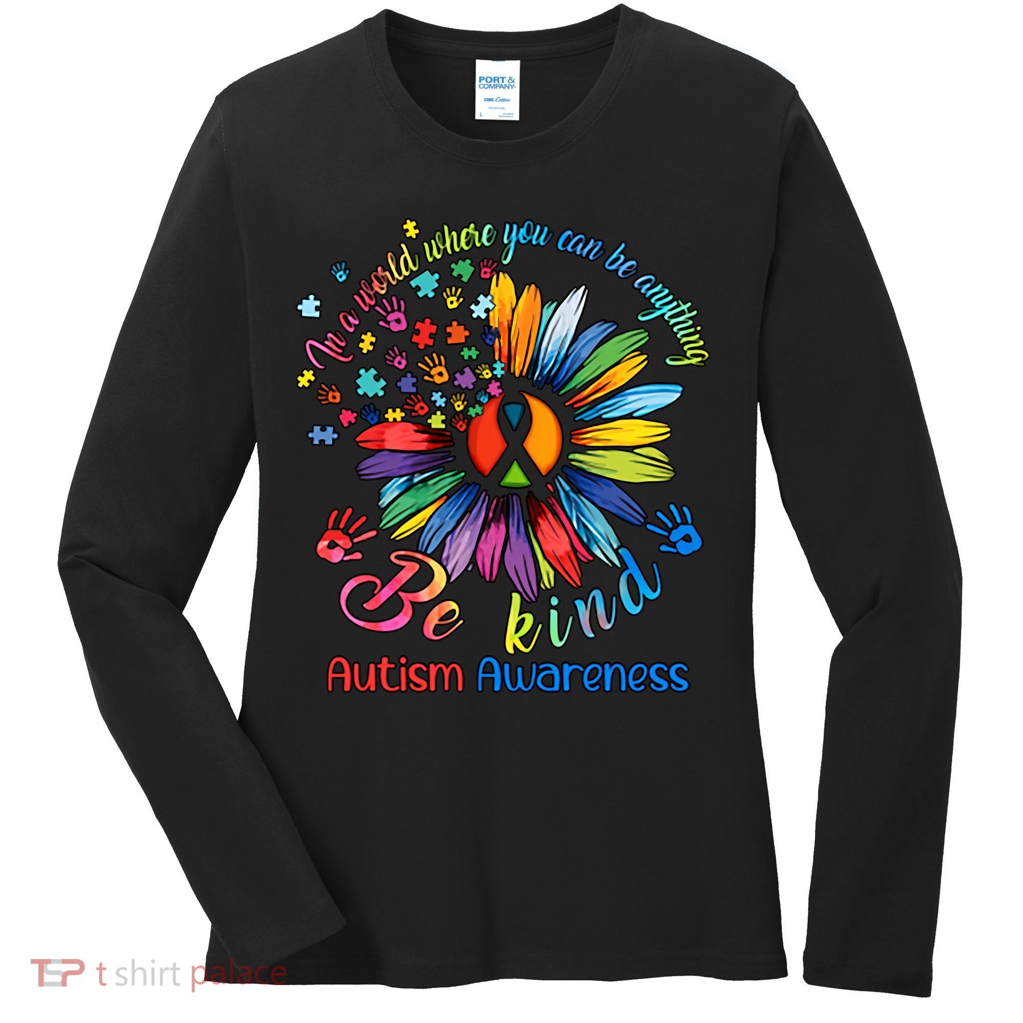 Autism Awareness Sunflower Be Kind Autism Month Autism Support Women's Long Sleeve Shirt