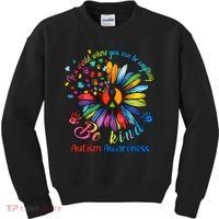 Autism Awareness Sunflower Be Kind Autism Month Autism Support Kids Sweatshirt thumb 0