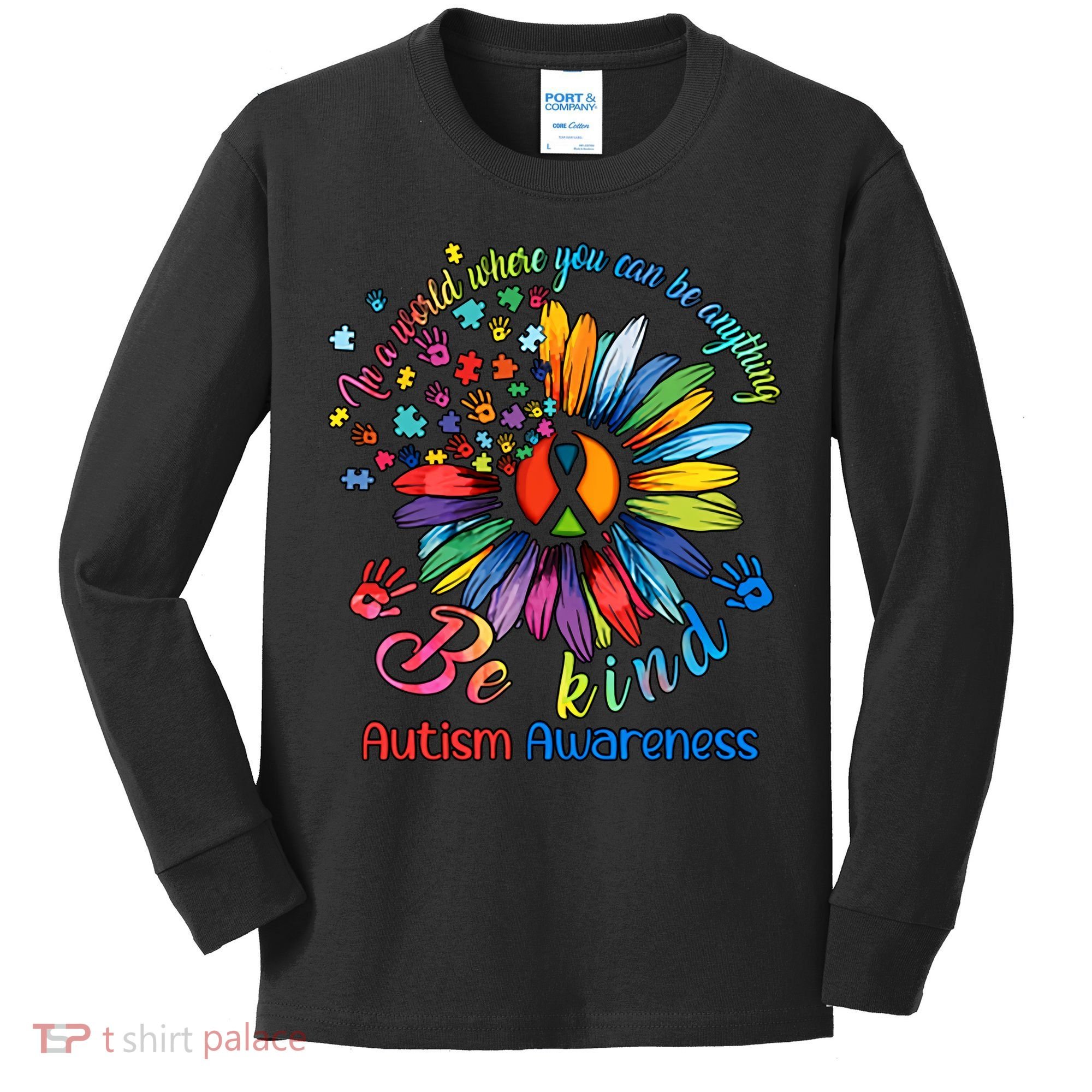 Autism Awareness Sunflower Be Kind Autism Month Autism Support Kids Long Sleeve Shirt